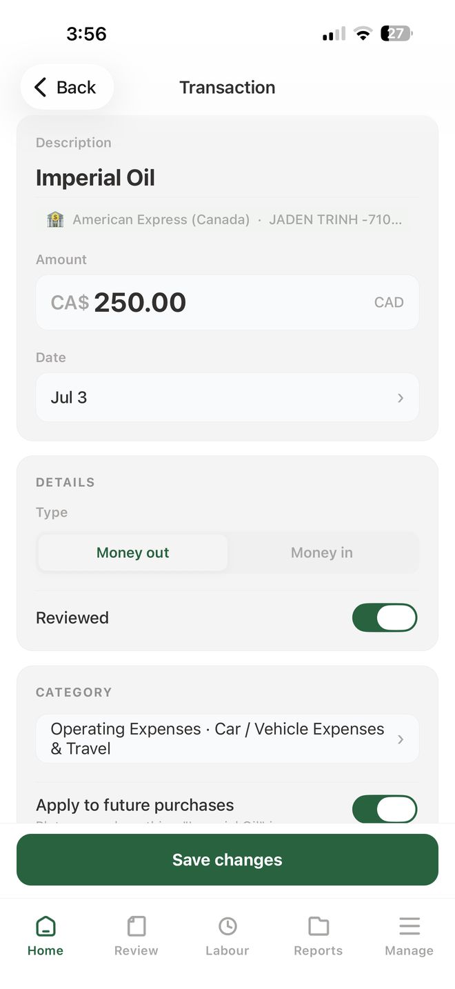 Pluto Suite bookkeeping screen